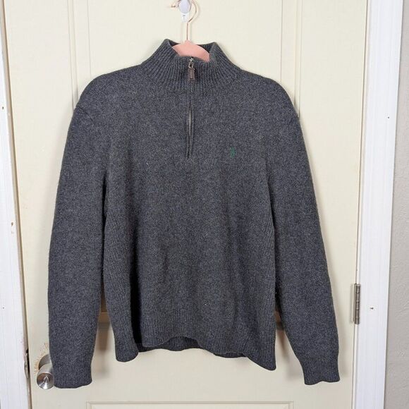Polo by Ralph Lauren | Gray Lambswool Half Zip Sweater Size Extra Large - Picture 1 of 8